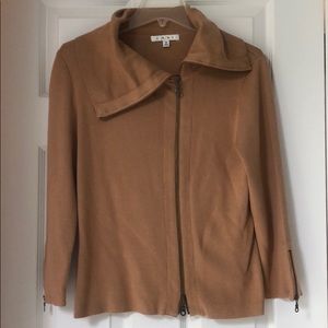 CAbi 679 Camel Moto Style Zip Knit Cardigan